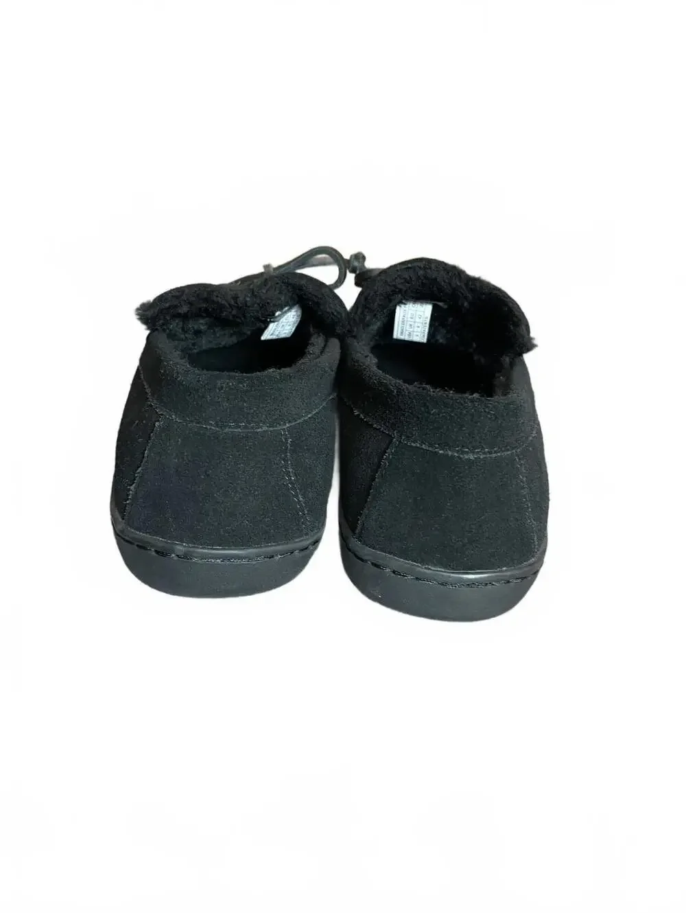 Vionic Adler moccasin slipper in black suede with faux-shearling lining Size 9